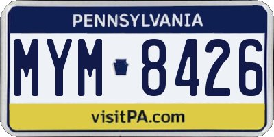 PA license plate MYM8426