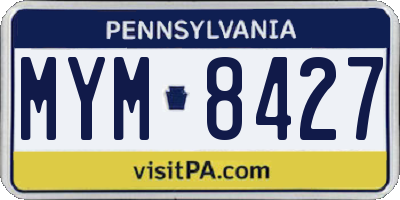 PA license plate MYM8427