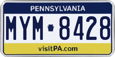 PA license plate MYM8428