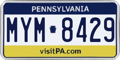 PA license plate MYM8429