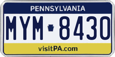 PA license plate MYM8430