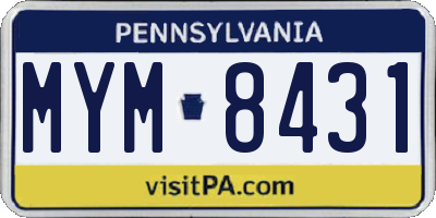PA license plate MYM8431