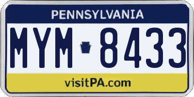 PA license plate MYM8433