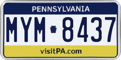 PA license plate MYM8437