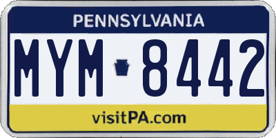 PA license plate MYM8442