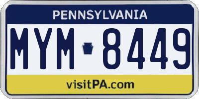 PA license plate MYM8449