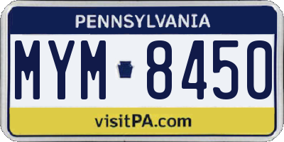 PA license plate MYM8450