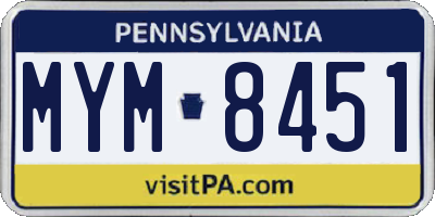 PA license plate MYM8451