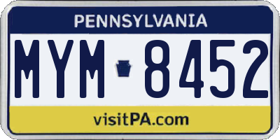 PA license plate MYM8452