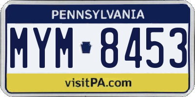 PA license plate MYM8453
