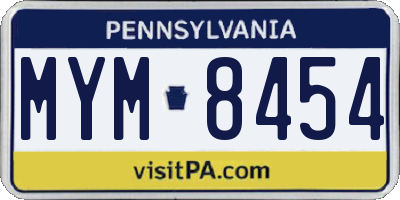 PA license plate MYM8454