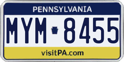 PA license plate MYM8455
