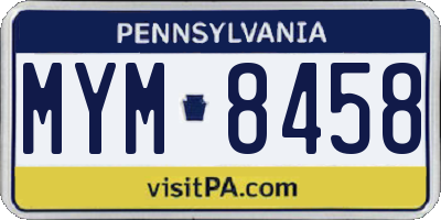 PA license plate MYM8458