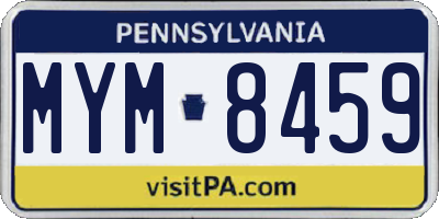 PA license plate MYM8459