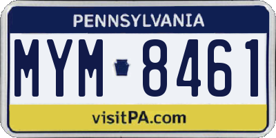 PA license plate MYM8461