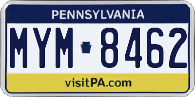 PA license plate MYM8462