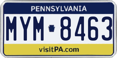 PA license plate MYM8463