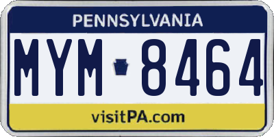 PA license plate MYM8464