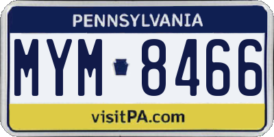 PA license plate MYM8466