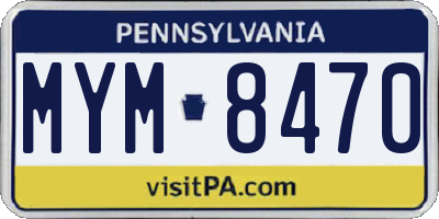 PA license plate MYM8470