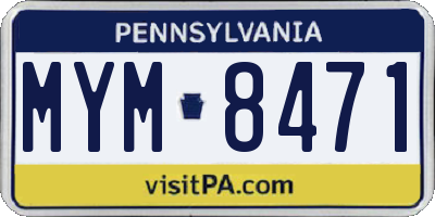 PA license plate MYM8471