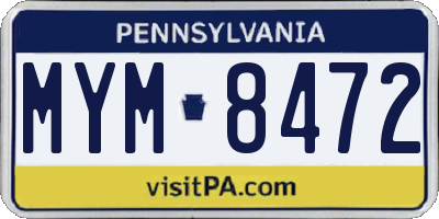PA license plate MYM8472