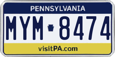 PA license plate MYM8474
