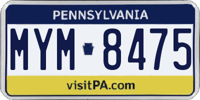 PA license plate MYM8475