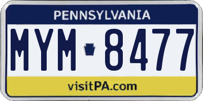 PA license plate MYM8477