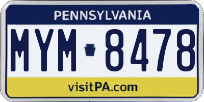 PA license plate MYM8478