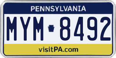 PA license plate MYM8492