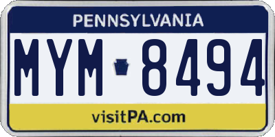 PA license plate MYM8494