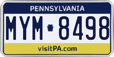 PA license plate MYM8498