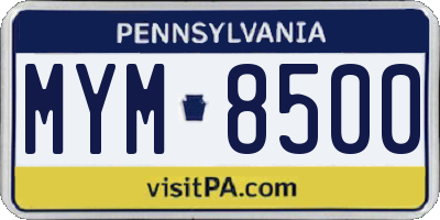PA license plate MYM8500