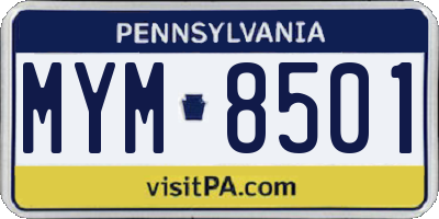 PA license plate MYM8501
