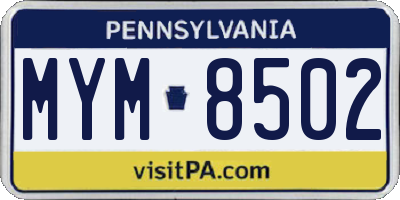 PA license plate MYM8502