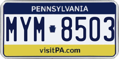 PA license plate MYM8503