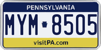 PA license plate MYM8505