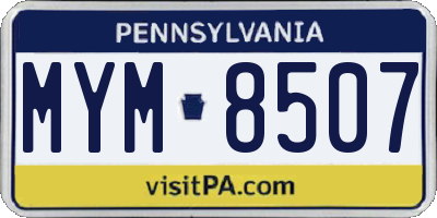 PA license plate MYM8507