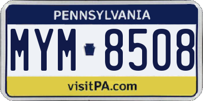 PA license plate MYM8508