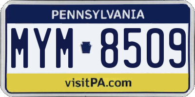 PA license plate MYM8509
