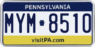 PA license plate MYM8510