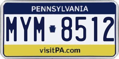 PA license plate MYM8512