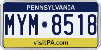PA license plate MYM8518