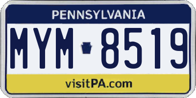 PA license plate MYM8519