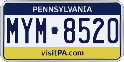 PA license plate MYM8520