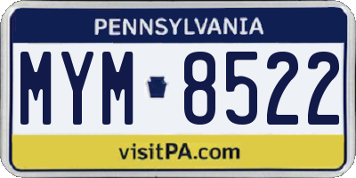 PA license plate MYM8522