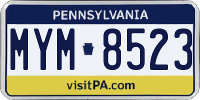 PA license plate MYM8523