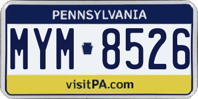 PA license plate MYM8526