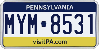 PA license plate MYM8531
